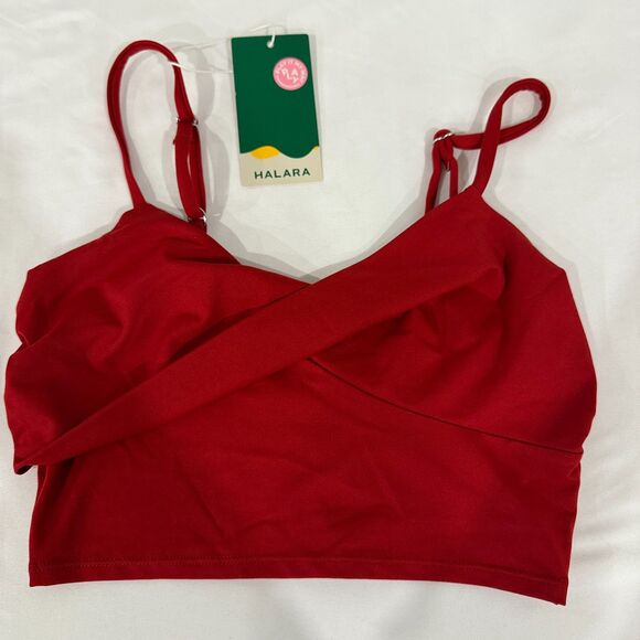 HALARA NWT Women's Red Adjustable Strap Twisted Cropped Tank Size Small - Picture 3 of 7